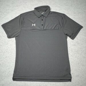 Under Armour Heat Gear Loose Short Sleeve Polo Shirt Golf Striped Men's Size XL
